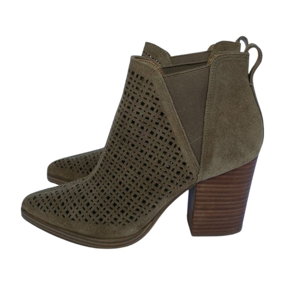 Marc Fisher, Arwen‎ Perforated Pointed-toe Suede Bootie, Tan, Brown - Picture 4 of 10